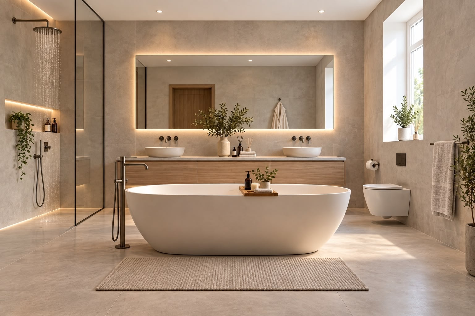 Finished luxury spa bathroom freestanding tub