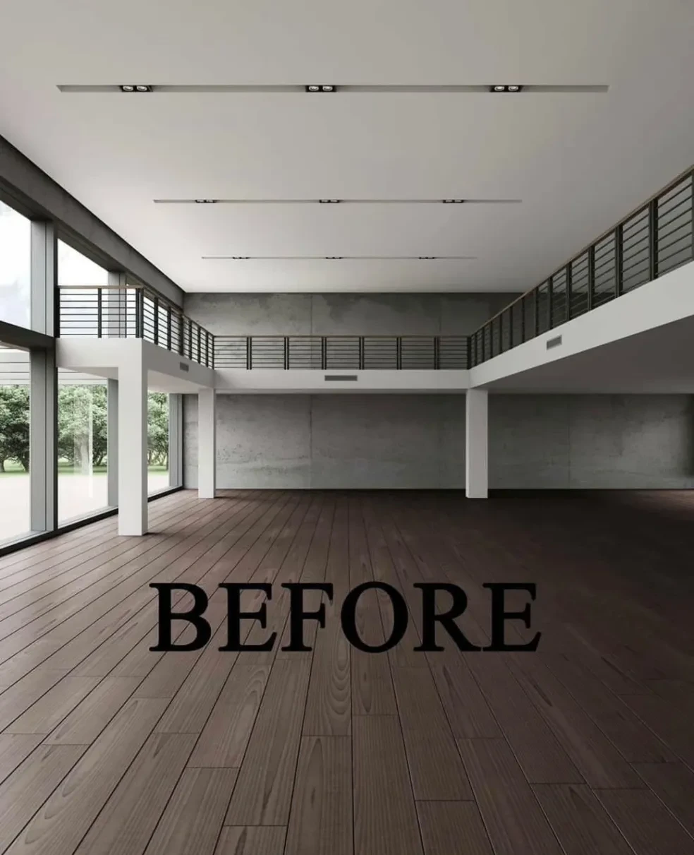 Empty bare concrete outdoor terrace before renovation